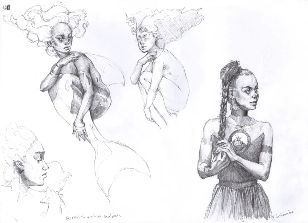 Sketches studies sculpture and artists