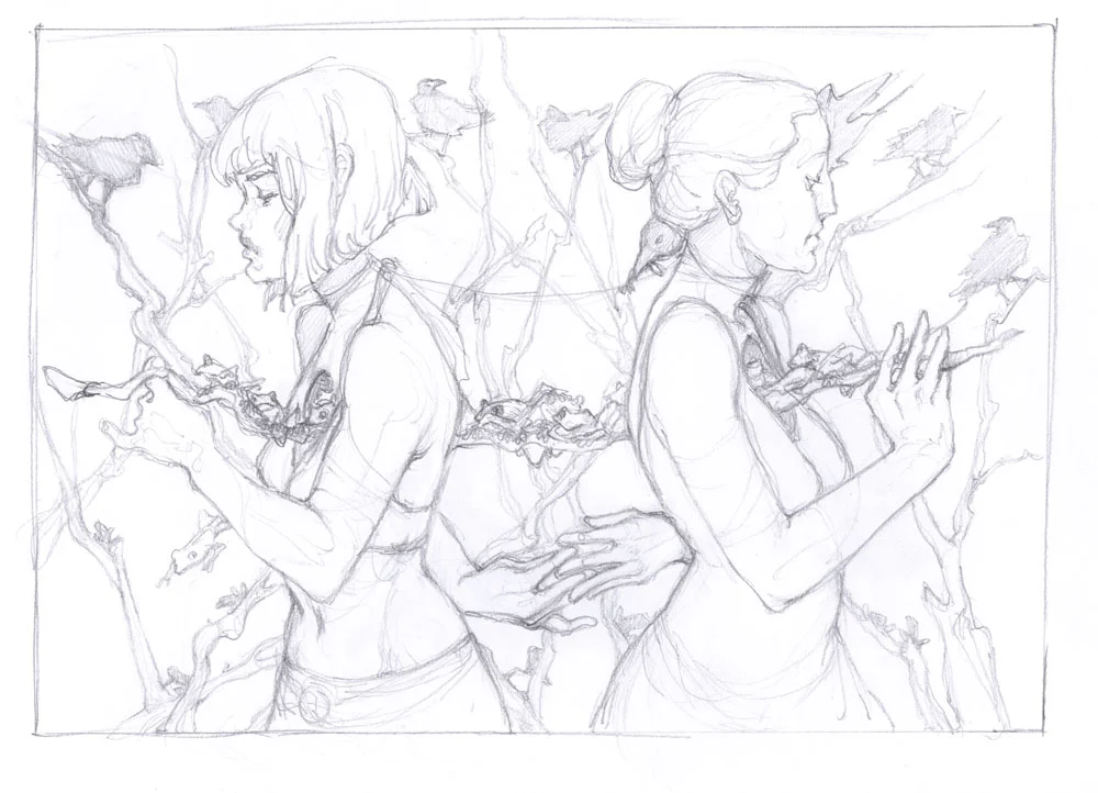 Sketch grogs and crows