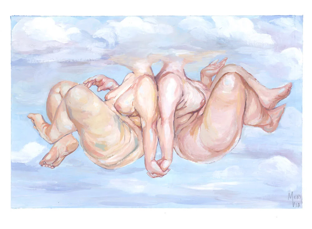 Two big bodies floating in the sky