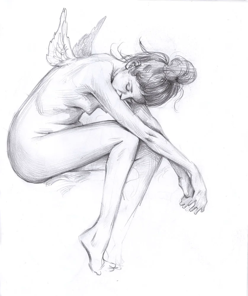 Sketch of angel pose study